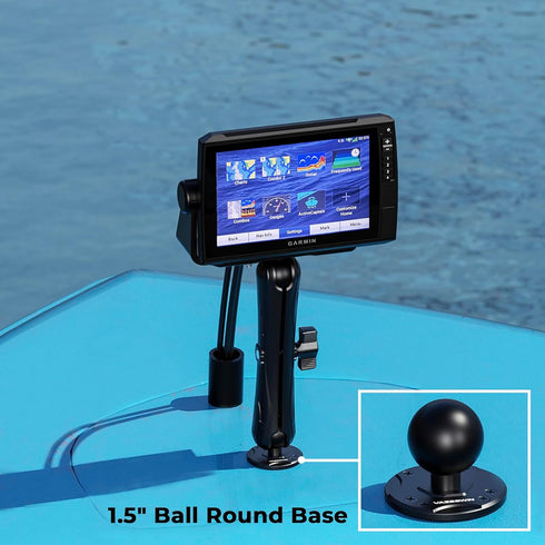 1.5" Ball Mount with Aluminum Alloy Round Plate, Universal Mounting Base with AMPS Holes for Garmin, Lowrance,