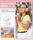 rockpapa E7 Over Ear Wireless Bluetooth Headphones with Mic, Foldable Wired/Wireless Headphones for Kids, Pink White