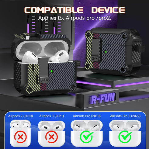 R-fun Compatible with AirPods Pro 2nd Generation 2023, Full Drop Protection Charging Case with Cleaner Kit