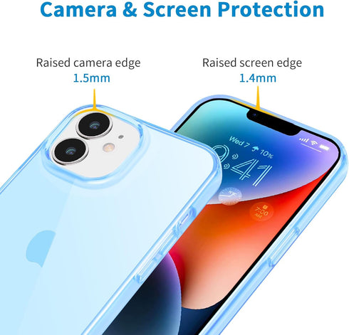 JJGoo Translucent Blue Clear Case for iPhone 14, Soft Shockproof Protective Slim Thin Phone Bumper Cover