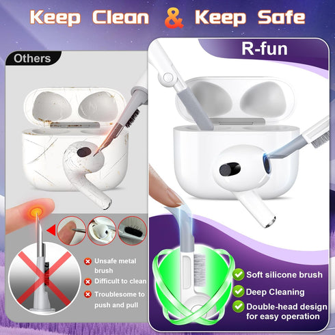 R-fun AirPods 3rd Generation Charging Case Cover, Full Drop Protection with Cleaner Kit & Keychain (Orange)