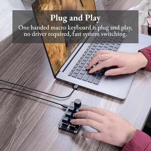 USB Mini Keypad, Customized Knobs Red Switch Macro Keyboard, Ergonomic Plug and Play for Desktop PC (6 Keys with 1 Knob)
