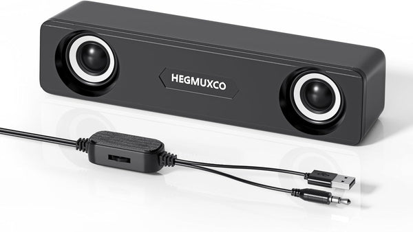 HEGMUXCO 10W Wired Stereo Speaker Compact PC Speakers for Desktop -, USB Powered,
