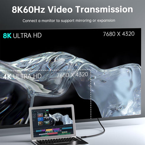 240W USB 4 Cable 6.6ft, Supports 8K@60Hz HD Display & 40Gbps Data Transfer for iPhone 15/Pro/Plus/Max
