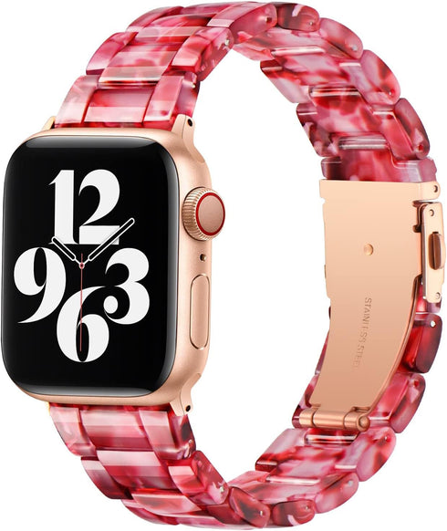 Bestig Compatible with Resin Apple Watch Band 38mm-42mm, Stainless Steel Buckle Waterproof Replacement Strap
