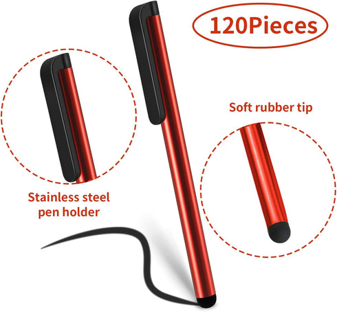 Outus 120 Pieces Stylus Pen Universal Capacitive Stylus Slim Digital Pen Compatible with iPad, iPhone, Samsung, Tablet, Most Devices with Capacitive Touch Screen, 12 Colors