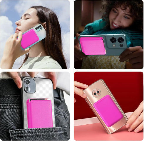 BENTOBEN Magnetic Phone Wallet Card Holder Case Compatible with MagSafe for iPhone 15 14 13 12, Hot Pink