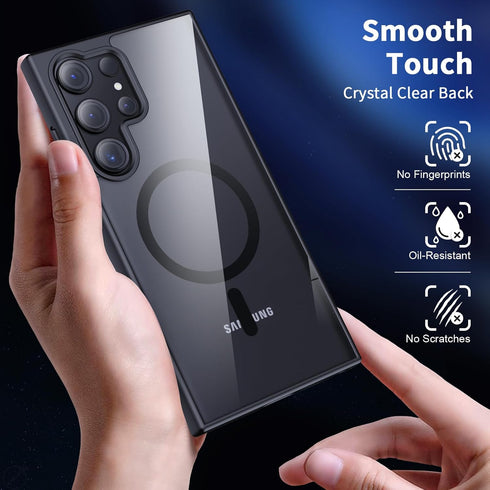 Magnetic Galaxy S22 Ultra Case, Black Slim Protective Translucent Matte, Compatible with MagSafe, 10 FT Military Grade