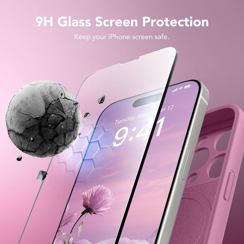 iPhone 14 Pro Case - Slim Shockproof Silicone, MagSafe Compatible, Blackcurrant, with Camera Protection & 2X Screen