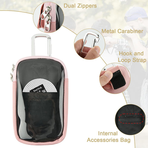 TXEsign MP3 & MP4 Player Carry Case - Travel Bag with Clear Window for 4" Touch Screen Music Player (Pink)