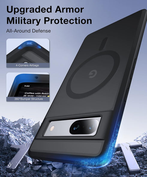NO.1 Magnetic Google Pixel 7a Case, Compatible with MagSafe, Anti-Fingerprint Slim Fit Military Shockproof Cover