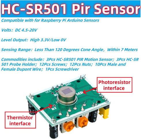 MTDELE 3 HC-SR501 Pcs PIR Motion Sensor Miniature Human Infrared Sensing Module Compatible with for Raspberry Pi