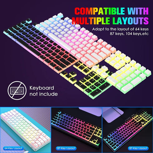 Pudding Keycaps Double Shot PBT Keycap Set, Translucent Layer for 104 87 61 Keys RGB Backlit Mechanical Keyboards
