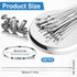 FdcZeyxior 500 11.8 Inch 304 220 Pcs Metal Zip Ties Heavy Duty Stainless Steel Zip Ties Self Locking Pound Tensile