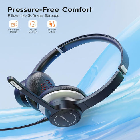 Headset 3.5mm Headsets Headset USB with Microphone, Wired Computer with Noise Cancelling Microphone, Stereo Headphones