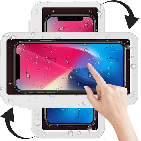 Shower Phone Holder Waterproof, Anti Fog High Sensitivity Touch Screen, 360° Rotation Wall Mount Shower Case for Phone,