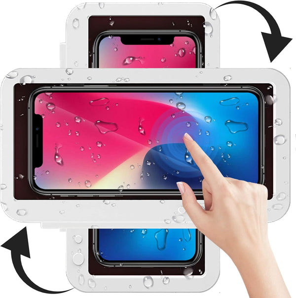 Shower Phone Holder Waterproof, Anti Fog High Sensitivity Touch Screen, 360° Rotation Wall Mount Shower Case for Phone,