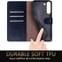 SUANPOT Leather Wallet Case for Samsung Galaxy S21+/S21 Plus 6.7" with RFID Blocking, Shockproof Flip Folio Cover, Blue
