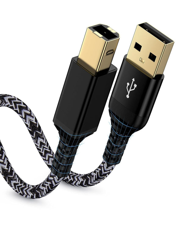10ft USB Printer Cable, Braided USB A to USB2.0 Printing Cord High-Speed