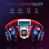 Bluetooth Wireless Over Ear Headphones, HiFi Stereo Sound Foldable Headphones with Colorful LED Lights, Built-in Mic,