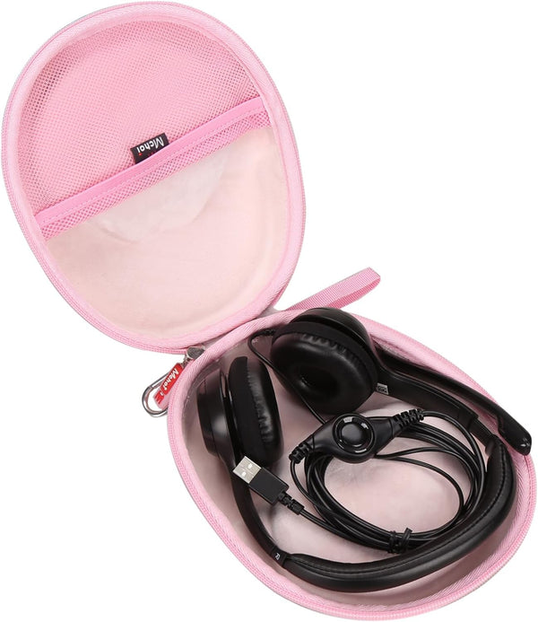 Mchoi Hard Portable Case for Logitech H390 USB Headset, Case Only, Stylish Pink Design