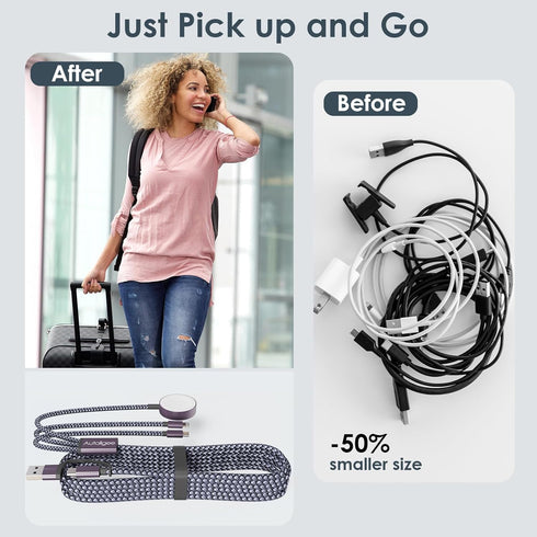 Ultra/10-2/iPhone 17-11/Samsung S25-S20,airPods,Car-4FT Travel Essentials,Multi Charging Cable for Apple Watch