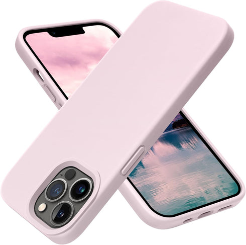 OTOFLY iPhone 13 Pro Case - Slim Liquid Silicone, Shockproof, Anti-Scratch Microfiber Lining, 6.1" (Ice Pink)