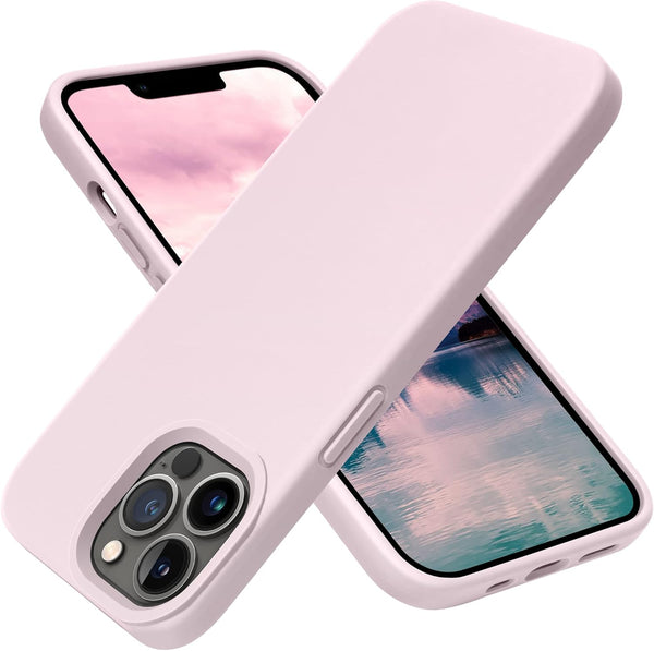 OTOFLY iPhone 13 Pro Case - Slim Liquid Silicone, Shockproof, Anti-Scratch Microfiber Lining, 6.1" (Ice Pink)