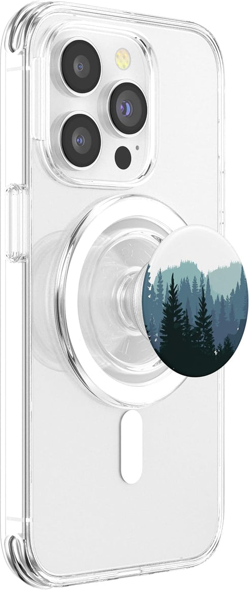 Pine Tree Mountain Scene Teal Forest Pattern PopSockets PopGrip for MagSafe
