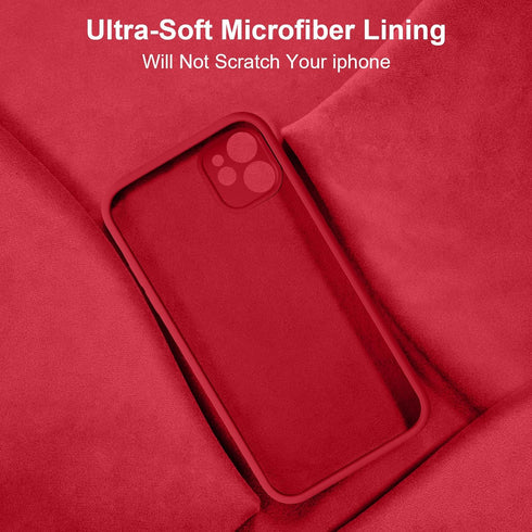 Vooii iPhone 11 Case - Upgraded Liquid Silicone, Square Edges, Camera Protection, Soft Microfiber Lining - Red 6.1"