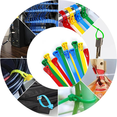 100 Pcs 12 Inch Color Reusable Zip Ties, Heavy Duty Self-Locking Nylon Cable Ties for Garden and Home