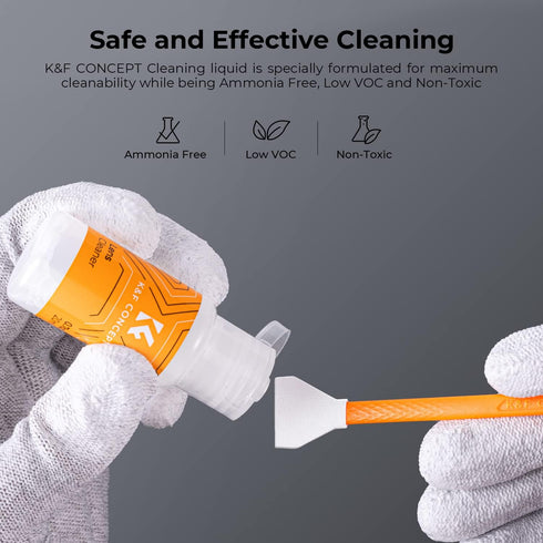 K&F Concept APS-C Sensor Cleaning Kit, 20ml Cleaner & 10 X 16mm Double-Tipped Swabs for Mirrorless Digital Cameras