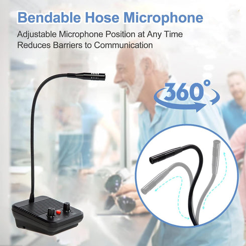 Window Intercom Speaker System, Dual-Way Intercommunication Microphone for Business/Bank/Office/Hospital, Talk Through