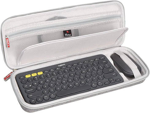 Mchoi Hard Case Fits for Logitech Pebble Keys 2 Combo K380s K380 Wireless Keyboard + M355 Pebble Mouse Combo, with Mesh Pocket for UBS Cable and Accessories, Grey, Case Only