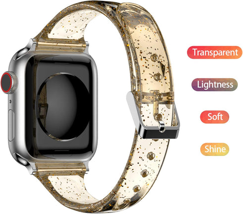 TOOBUR Smart Watch Band, Lamshaw Soft Silicone Glitter Clear Sport Strap for IDW13 1.8" Smart Watch