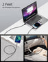 2 FT USB C Cable Short, 3 Pack Braided USB to USB C Cable 2 Foot USB Type C Cable Fast Charging Car Charger for iPhone