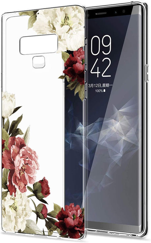 Galaxy Note 9 Case with Flowers, Slim Shockproof Clear Floral Pattern TPU Back Cover for Samsung Galaxy Note 9