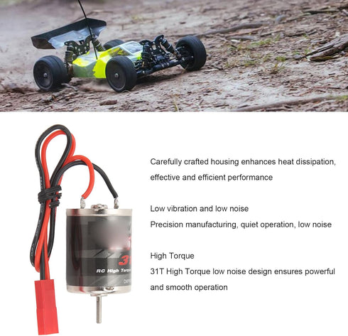 RiToEasysports Motor,370 31T Stainless Steel RC High Torque Low Noise Motor for Remote Control Boat