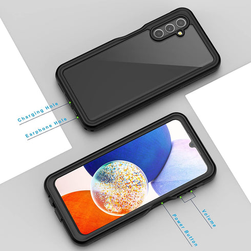 Lanhiem IP68 Waterproof Dustproof Case for Samsung Galaxy A14 5G, Rugged Full Body Protective Cover, Black/Clear