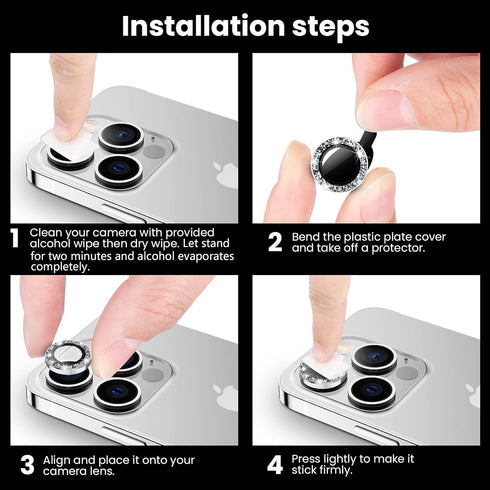 Tensea Camera Lens Protector for iPhone 13 Pro & Pro Max - 9H Tempered Glass, Metal Ring, 2021 Models.