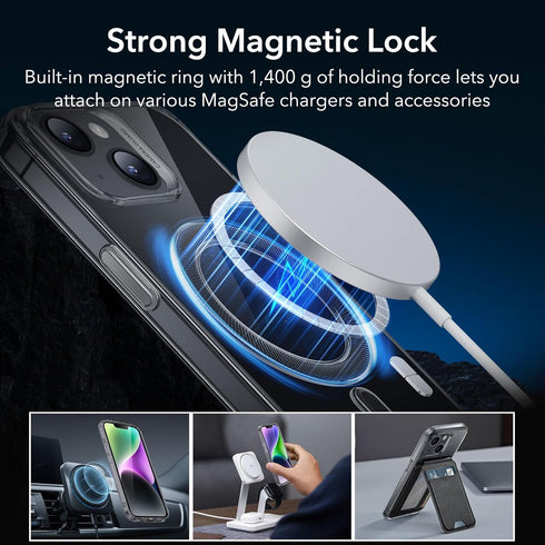 ESR iPhone 14 Case & iPhone 13 Case, Clear Black, Military-Grade Protection, MagSafe Compatible, Zero Series, Resists