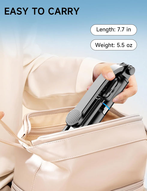 42" Selfie Stick Tripod with Fill Light, Extendable Phone Tripod Stand with Detachable Remote & Phone Holder