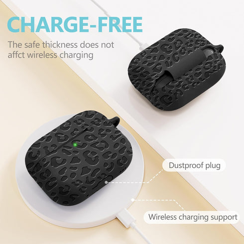 Fashion Engraving Leopard Case for Airpods Pro 2 Case Cover 2022, Soft Silicone for 2nd Generation, Front LED Visible
