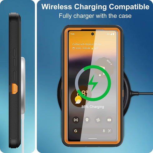Shop Google Pixel 6A Case - Heavy Duty, Rugged, Shockproof, Dustproof, with Built-in Screen Protector - Orange.