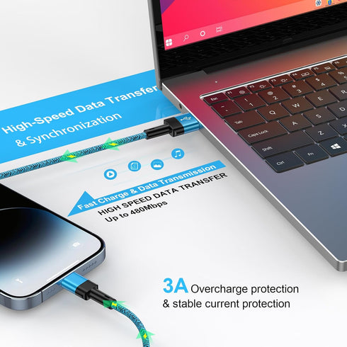 10 ft Long USB A to Lightning Cable, Fast Charging Cord for iPhone and More
