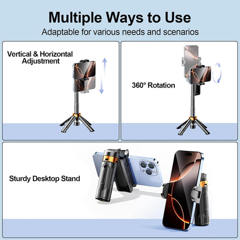 Docaharbour 2025 360 Upgrade Pocketflex Mini Selfie Stick, Extendable Phone Tripod Stand, Portable Flipping Rotating