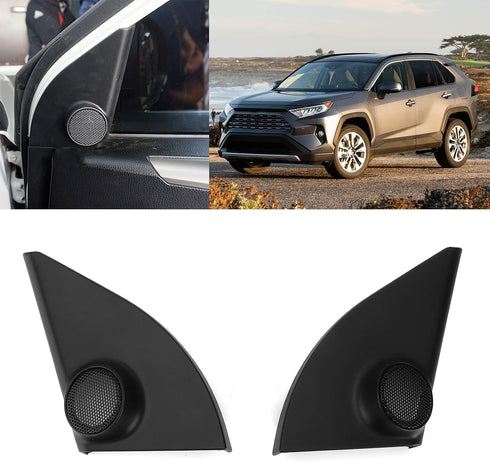 Qiilu Front Door Pillar Tweeter Cover, 2pcs Car Tweeter Speaker Cover Trim for RAV4 2014-2019