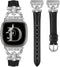 Minyee Leather Bands for Fitbit Versa 4/Versa 3/Sense 2, Dressy Bling Slim Leather Strap with D-shaped Diamonds Metal
