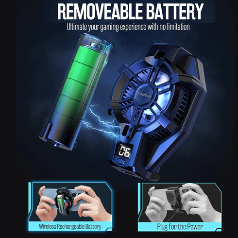 TRILINK Phone Cooler with Rechargeable Battery, Phone Cooling Fan for Gaming, Universal Clamp, RGB LEDS