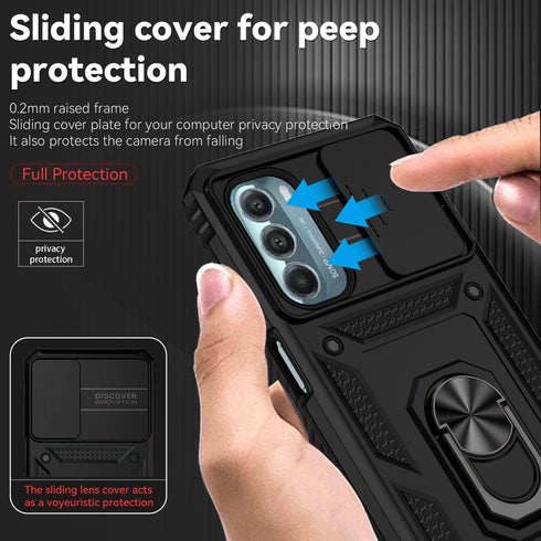 Shop the Black Moto G Stylus 5G 2022 Case: Military Grade, Slide Camera Cover, HD Screen Protector, Kickstand &
